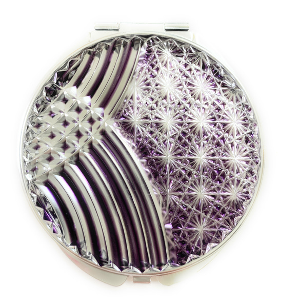 東京切子コンパクトミラー　流菊　紫　Futuristic Silver 4枚目の画像