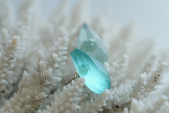 △▶▽海野風聲鶴唳海玻璃耳環Ĵ 第2張的照片
