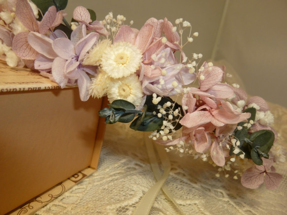ピンクパープルの可憐な花冠（受注製作） 1枚目の画像