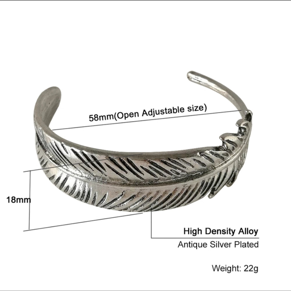 アンティーク フェザー シルバーバングル 2枚目の画像
