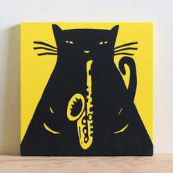 Black Cat & Sax ファブリック/アートパネル 10枚目の画像