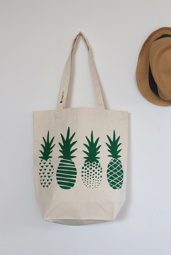 【受注製作】Green Pineapples トートバッグ 2枚目の画像