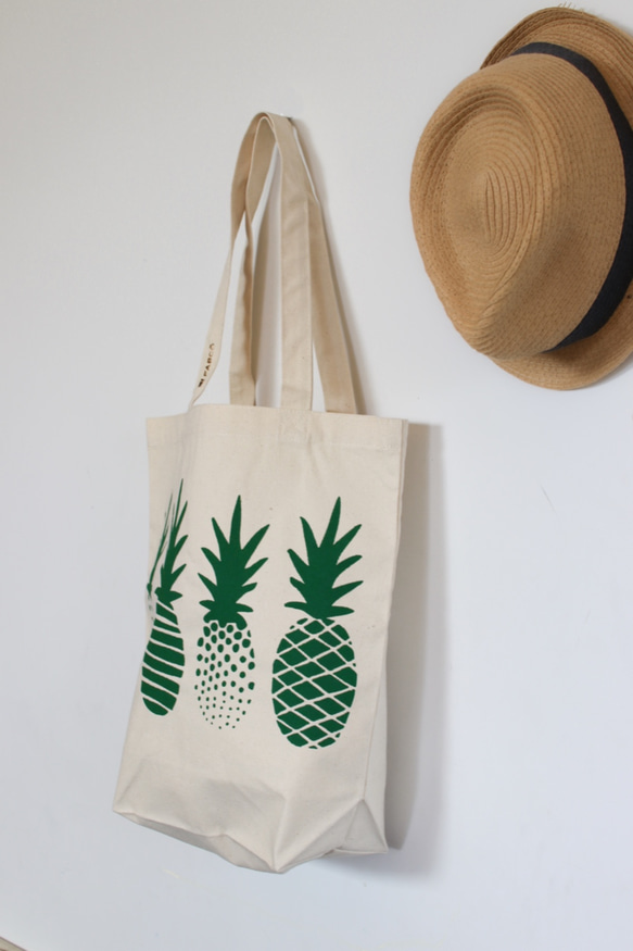 【受注製作】Green Pineapples トートバッグ 4枚目の画像