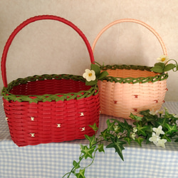 イチゴちゃんの手付きかご クラフトバンド フリーボックス・小物