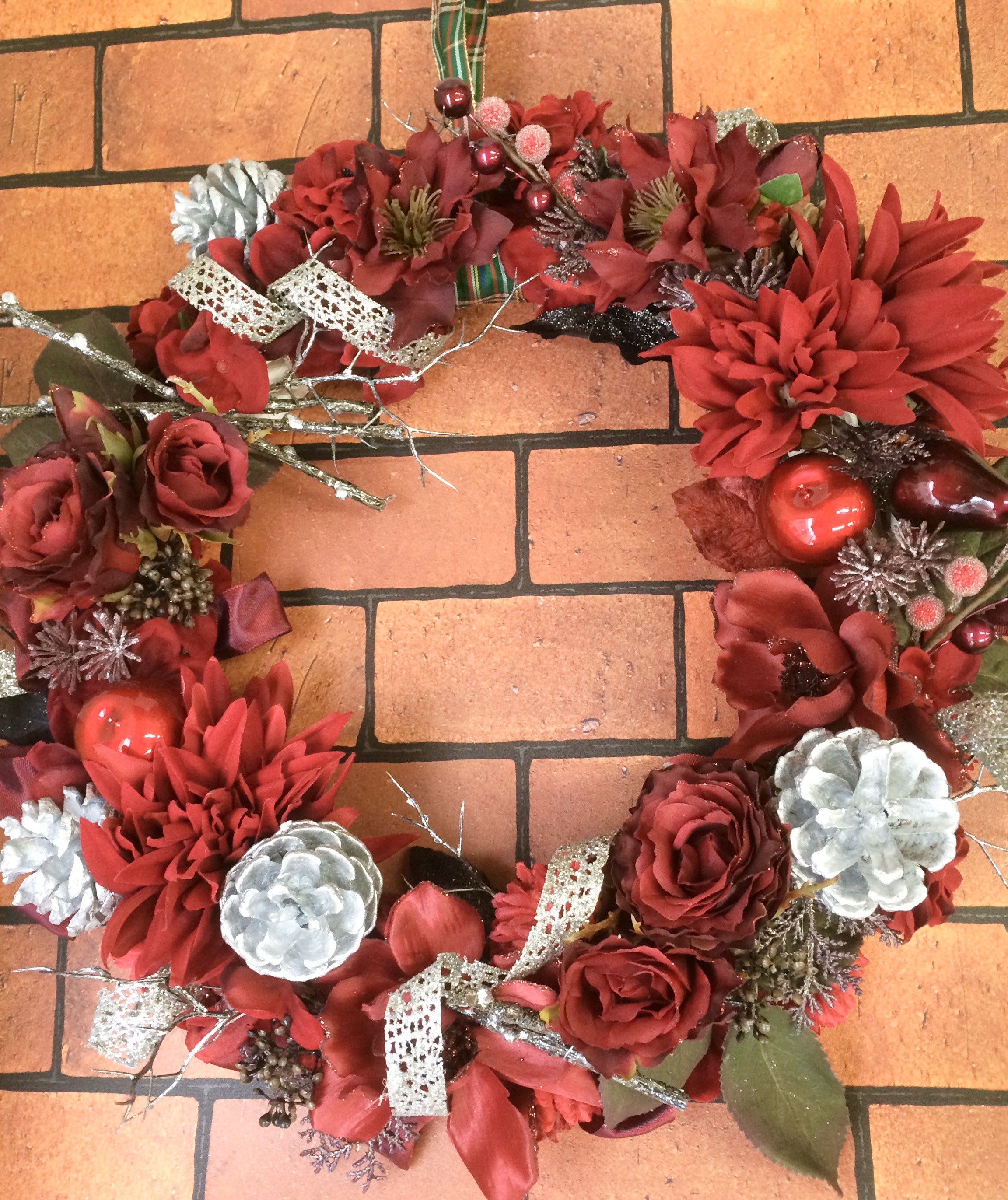 大きな クリスマスリース 赤 リース tanahana 通販 8265380｜Creema