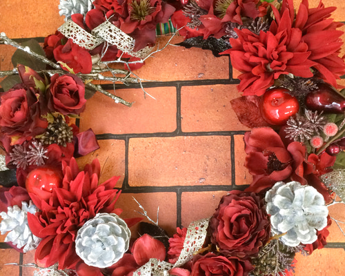 大きな クリスマスリース 赤 リース tanahana 通販 8265380｜Creema