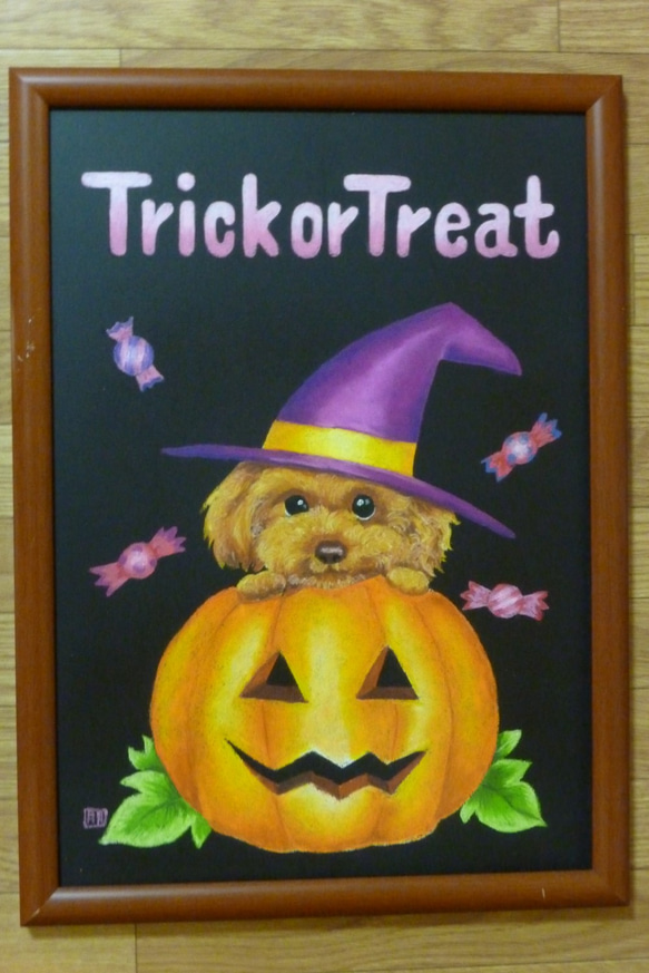 インテリア チョークアート ＜ハロウィン ドッグ＞ タペストリー  