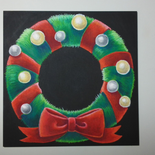 インテリアチョークアート ＜クリスマスリース＞ タペストリー・壁掛け