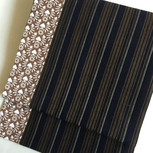 フランスアンティークと縞（古布）リバーシブル名古屋帯 和装小物（帯  