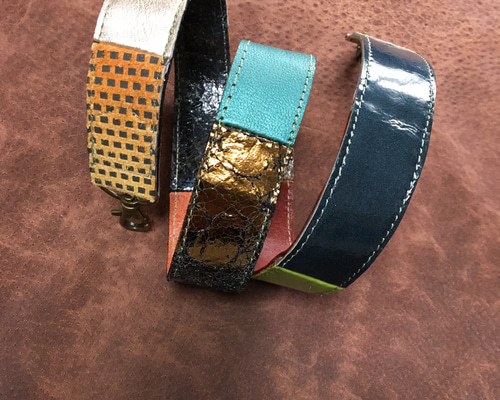 茶色のパッチワーク風革ベルト PAUL SMITH|パッチワークデザインレザーベルト|HARDOFFオフ