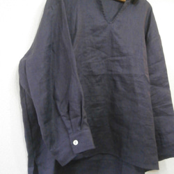 ★en-enチビ襟スッキッパ―シャツ・深い茄子紺色 2枚目の画像