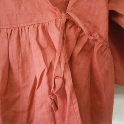 en-enフランスリネン・カシュクール羽織・くすみ赤 3枚目の画像