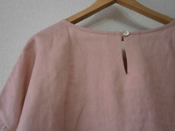 ★en-enフランスリネン・ボリュームフリル・ギャザー袖プルオーバー・ピンク 5枚目の画像