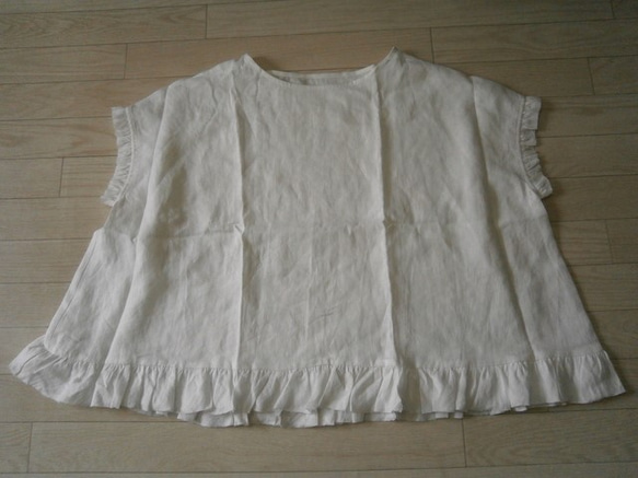 en-enリネン・身幅たっぷりプルオーバー・オフホワイト(新着、夏、最新、麻、大人気) 5枚目の画像