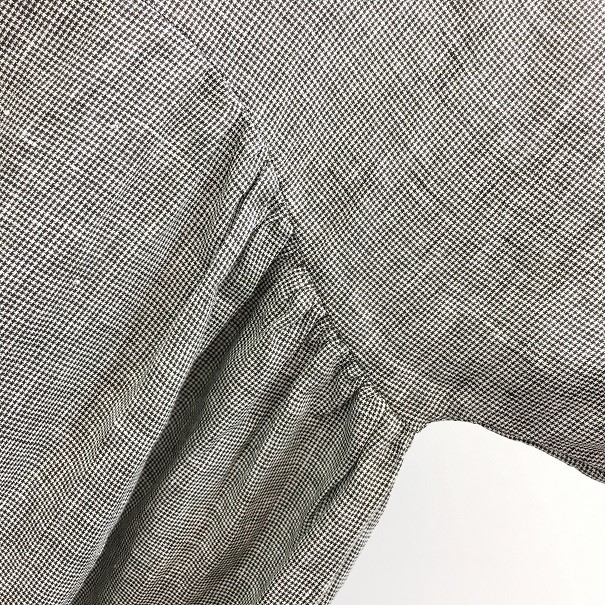 ｅｎ-en・リネン身幅たっぷりスクエアネック・サイドギャザープルオーバー・ミニミニ千鳥