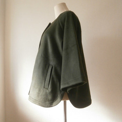 ★en-en・深緑ミニシャギーウールジャケット ・モスグリーン（裏地付き） 4枚目の画像