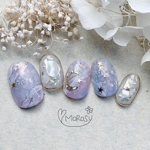 ネイルチップ 雲 月 星 オーダーネイル ネイルチップオーダー ネイルチップ現品限り 月星ショートオーバル 個性派ネイル