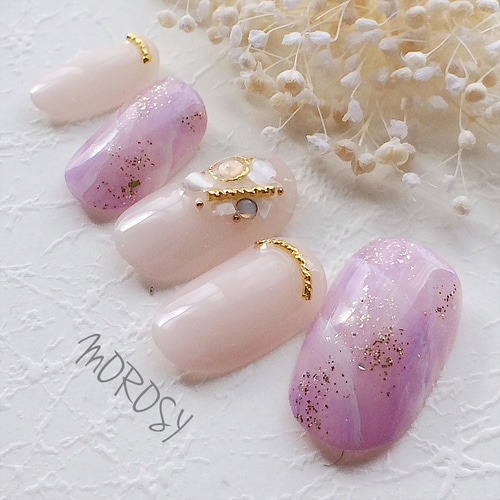 MOROSY126☆紫 パープル アメジスト 天然石 大理石 マーブル シンプル