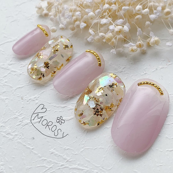 MOROSY133☆シンプル 大人 くすみピンク シェル 透明感 上品