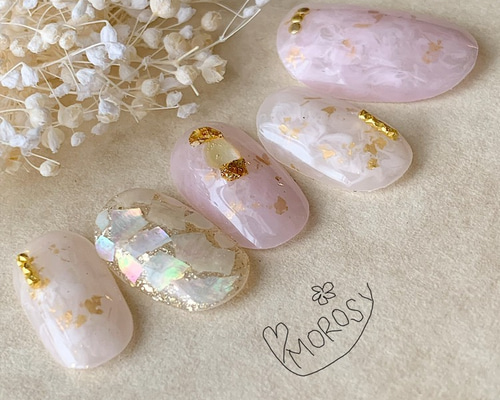 MOROSY147☆花びら ピンク シンプル ブライダルネイル ふんわり