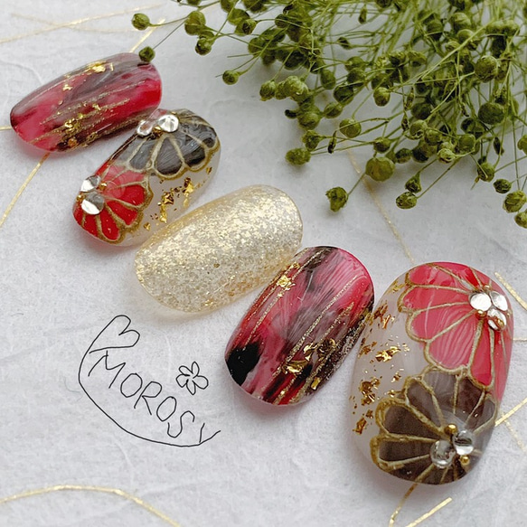 MOROSY159☆和装 赤 黒 金 白 菊 成人式 振袖 色打掛 着物 浴衣