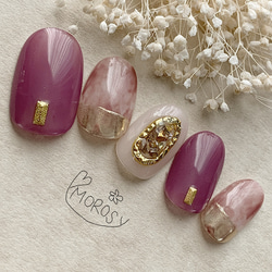 MOROSY169☆くすみパープル メタリック 秋ネイル 冬ネイル 普段使い