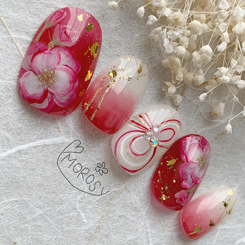 MOROSY172☆赤 ボルドー 和装 和服 和柄 成人式 振袖 お正月 前撮り  