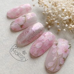 MOROSY175☆桜 春 春ネイル 和 和装 白無垢 ピンク ブライダル ブライダルネイル ウェディング ネイルチップ 2枚目の画像