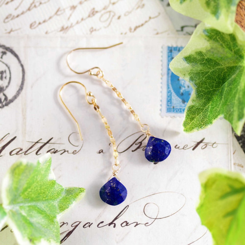 K14GF【lapis blue】瑠璃色・ピアス／イヤリング／ノンホールピアス 