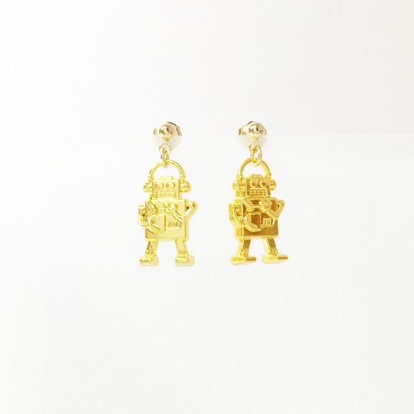 *《金具が選べるピアス》 mini robot -gold- 3枚目の画像