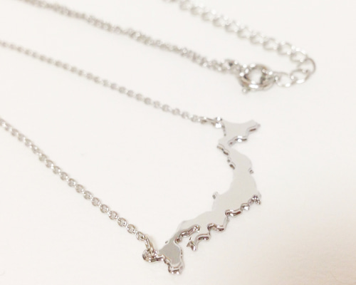 日本列島 シルエット ネックレス シルバー japan 溢れる地元愛を身に