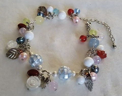 ブルーシェルとマザーオブパール薔薇のブレス 5,135円