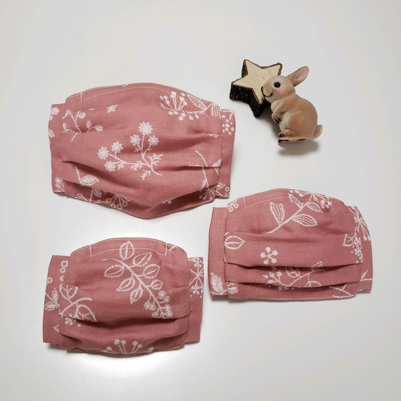 親子でお揃いダブルガーゼマスク　ピンク 　　～幼児から低学年サイズセット～ 4枚目の画像