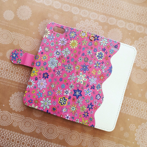 8対応☆手帳型iPhoneケース　ohana pink 2枚目の画像