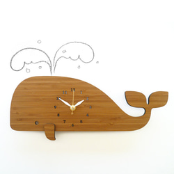 Modern Wall Clock, whale, bamboo, eco friendly 第1張的照片