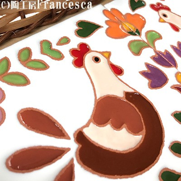 西班牙瓷磚籃托盤“雞” 第2張的照片