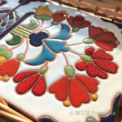 Beautiful Tile in Rattan Basket Tray :Flowers 第2張的照片