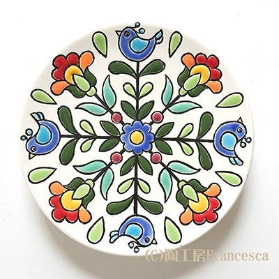 【美品】特大　絵皿　飾り皿　花鳥絵　置物　インテリア　工芸品　美術品　A3078