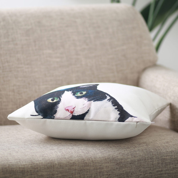 キャット クッションカバー BLACK & WHITE CAT jubileecushionYL001 3枚目の画像