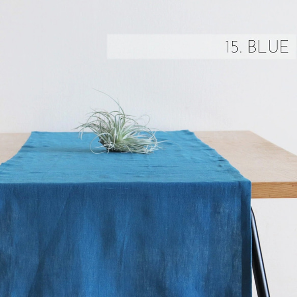 ナチュラルリネン テーブルランナー ブルー jubileetableln015 2枚目の画像