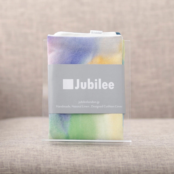 Jubilee リネンクッションカバー ウォーターカラーデザイン タイダイ柄 jubileecushionse2214a 4枚目の画像