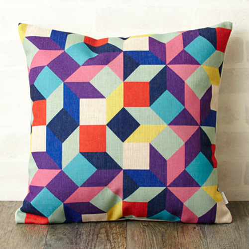 クッションカバー 45×45cm デザイン 天然リネン カラフルジオ