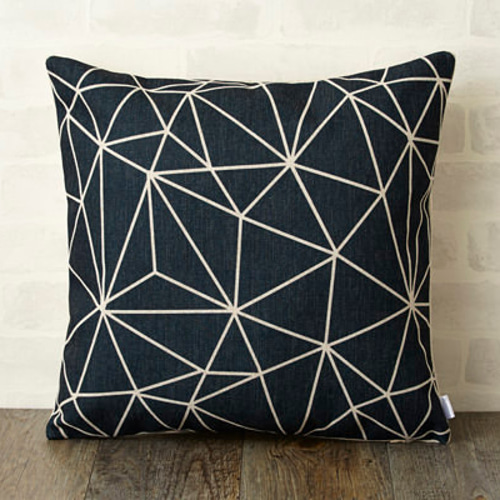 クッションカバー 45×45cm 和 モダン 天然リネン ブラックビーム