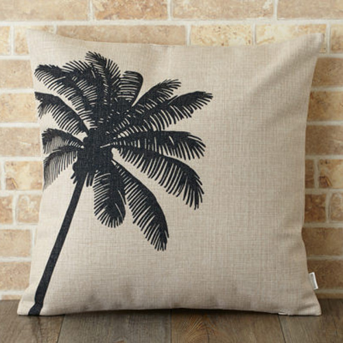 クッションカバー 45×45cm ハワイ 南国 サーフ リネン パーム