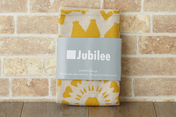 クッションカバー 45×45cm 北欧デザイン 天然リネン イエローサン jubileecushionse615 3枚目の画像
