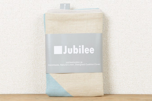 クッションカバー 北欧風 ブルーベージュダイアゴナルブロックパネル jubileecushioncc113ym 3枚目の画像