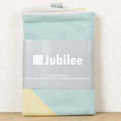 クッションカバー 北欧風 ブルーイエローダイアゴナルブロックパネル jubileecushioncc115ym 4枚目の画像