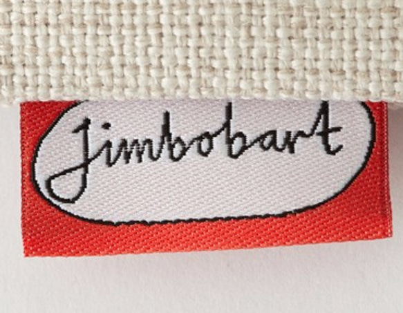 Jimbobart クッションカバー 45×45cm 赤メガネクマ JIMBOCUSHION002 天然リネン 5枚目の画像