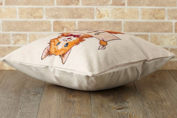 クッションカバー 45×45cm 動物ポージングキャット 天然リネン  jubileecushionem009 2枚目の画像