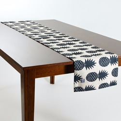 テーブルランナー 北欧柄 パイナップルリピート 天然リネン 183×30cm